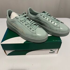 Puma Women's Mint Patent Leather Creeper Sneakers